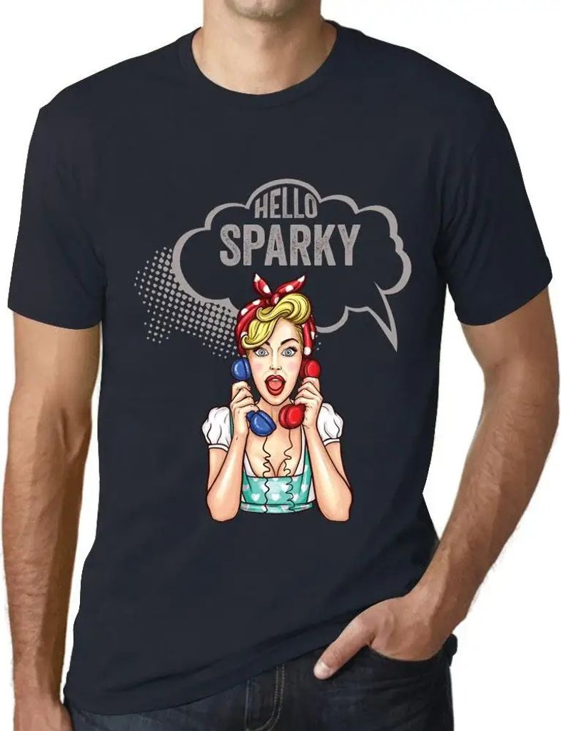 Herren Grafik T-Shirt Hello Sparky Öko-Verantwortlich Vintage Jahrgang Kurzarm Lustige Druck Geburtstag Geschenk Mann