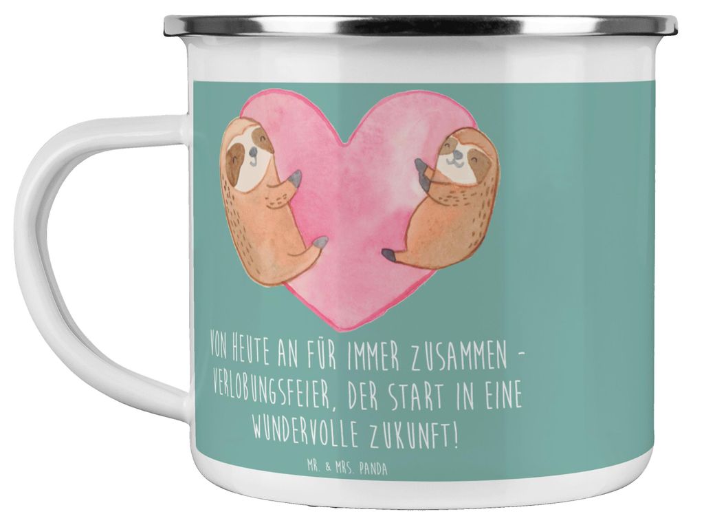 Mr. & Mrs. Panda Haferl Verlobungsfeier Zusammen - Meeresbrise - Geschenk, Teebecher, Teetasse, Zukunft, Geschenke, Heiraten, Glück, Emaille Tasse...