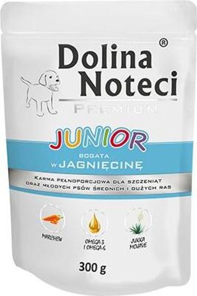 Dolina Noteci Junior Glutenfrei Premium Nassfutter für Mittelgroße und Große Rassen - Reich an Lammfleisch 300g (5-er pack)