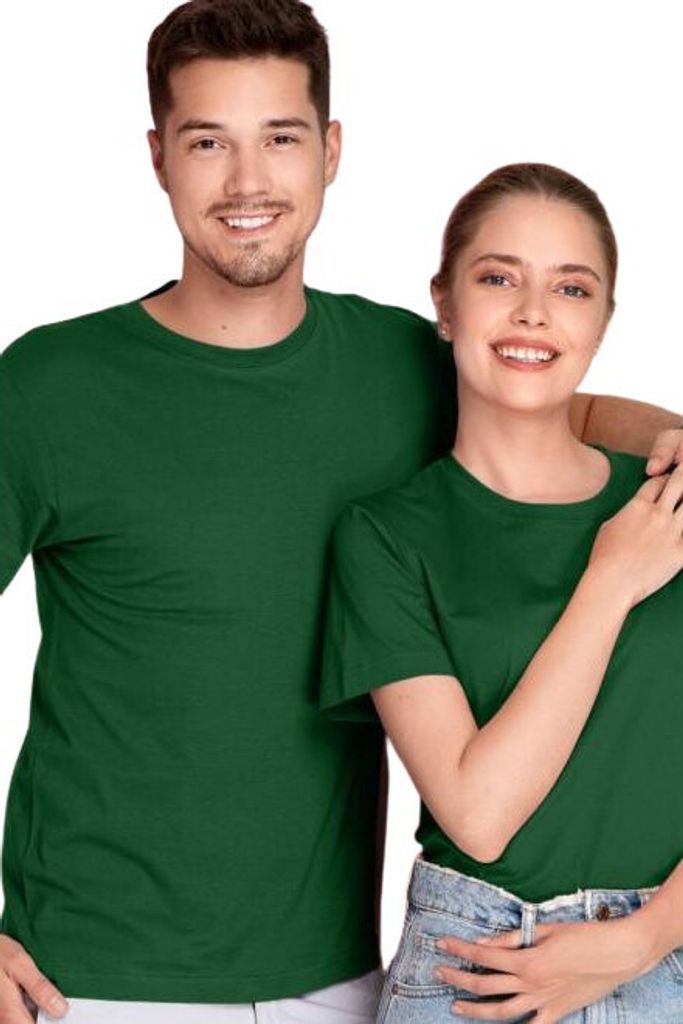 Leichtes Uni-T-Shirt aus Baumwolle, 100% Baumwolle, unbedruckt, einfarbig, 150g/m2, Farbe Flaschengrün, Größe M