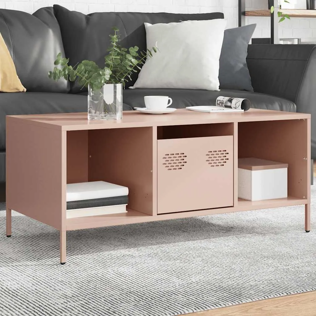Maison Exclusive - Tavolino Rosa 101,5x50x43,5 cm Acciaio laminato a freddo