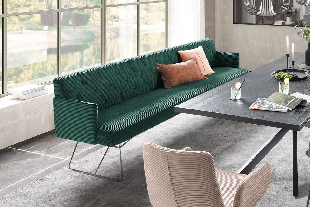 KAWOLA Esszimmerbank CHARME Cord smaragd 246cm