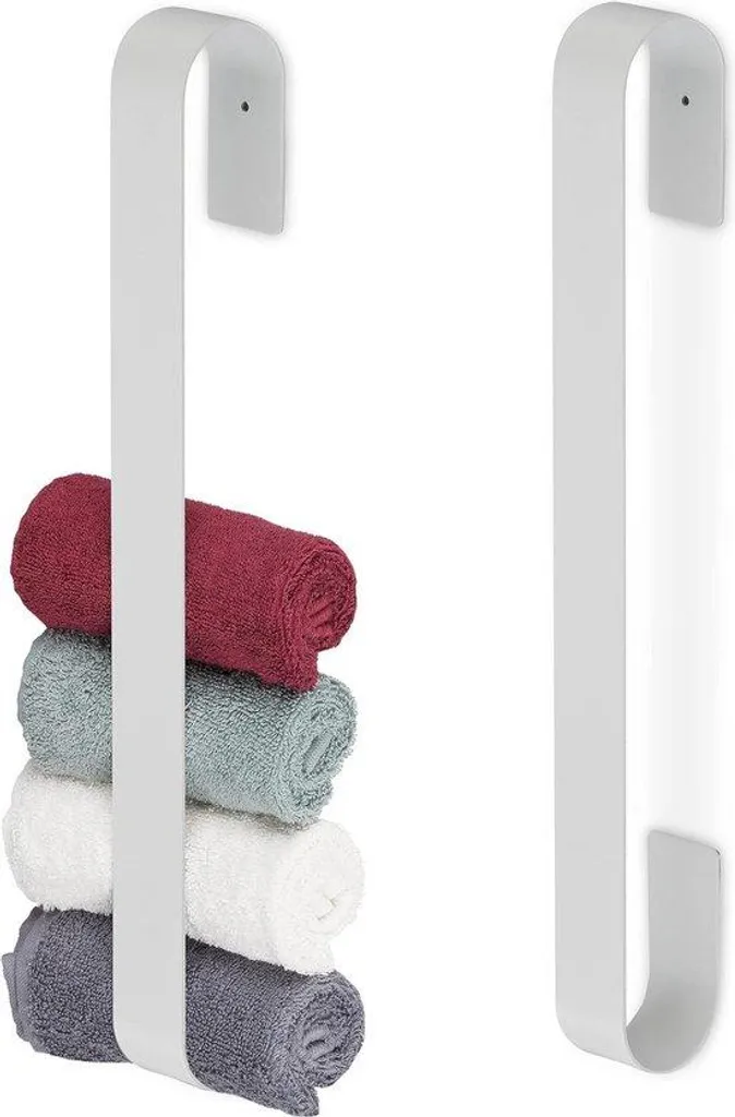 Lot de 2 porte-serviettes 45 cm en acier blanc pour salle de bain