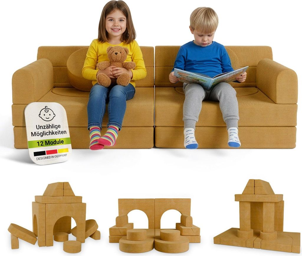 Juskys Kinder Spielsofa Kayo – Cord, modular & pflegeleicht Produktbild 