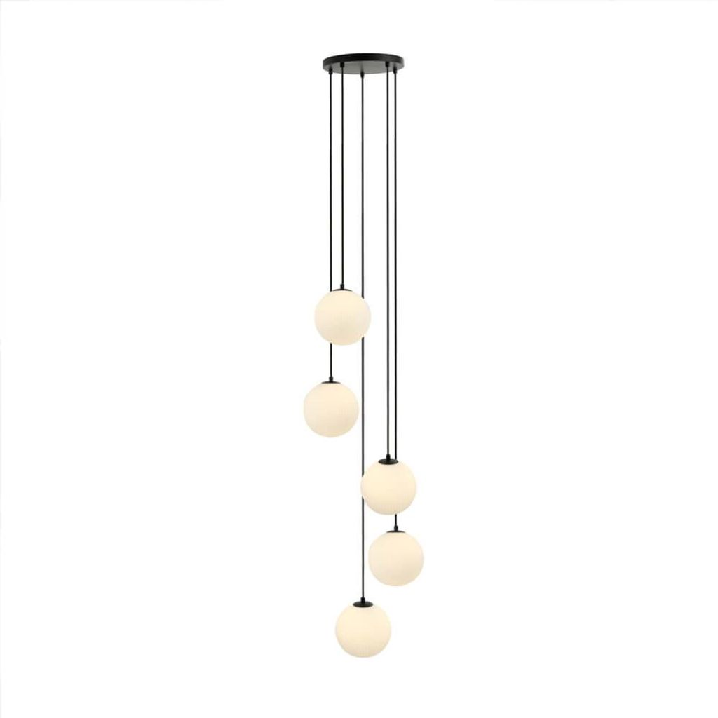HOME DELUXE Szklana lampa wisząca SUNA Biała - 5 świateł | Zdjęcie produktu 