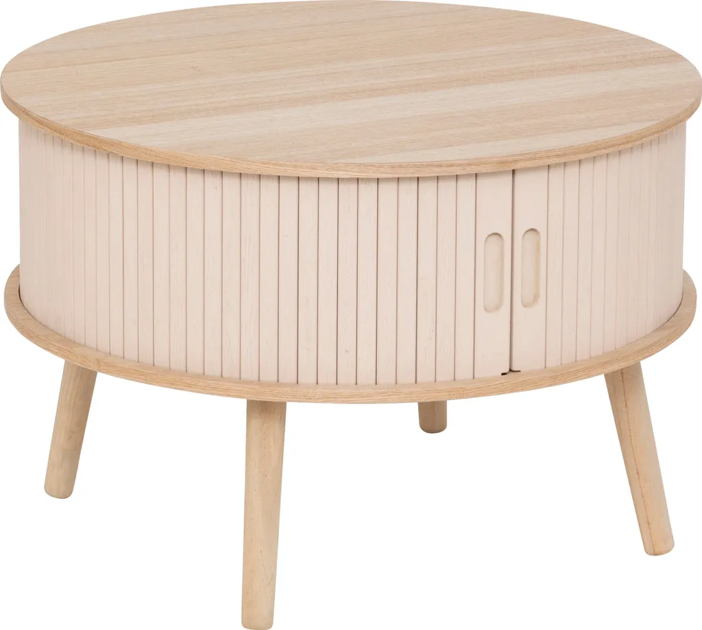 Table basse de salon beige Nysos 60cm : l'astuce rangement gain de place
