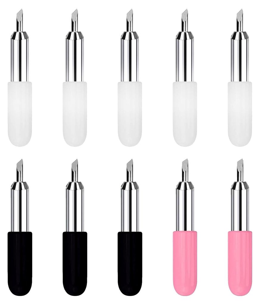 10 Ersatzklingen für Cricut Joy, bestehend aus 5 x 45° Standardklingen mit feiner Spitze, 3 x 60° Tiefschnittklingen und 2 x 30° Flachschnittkl...