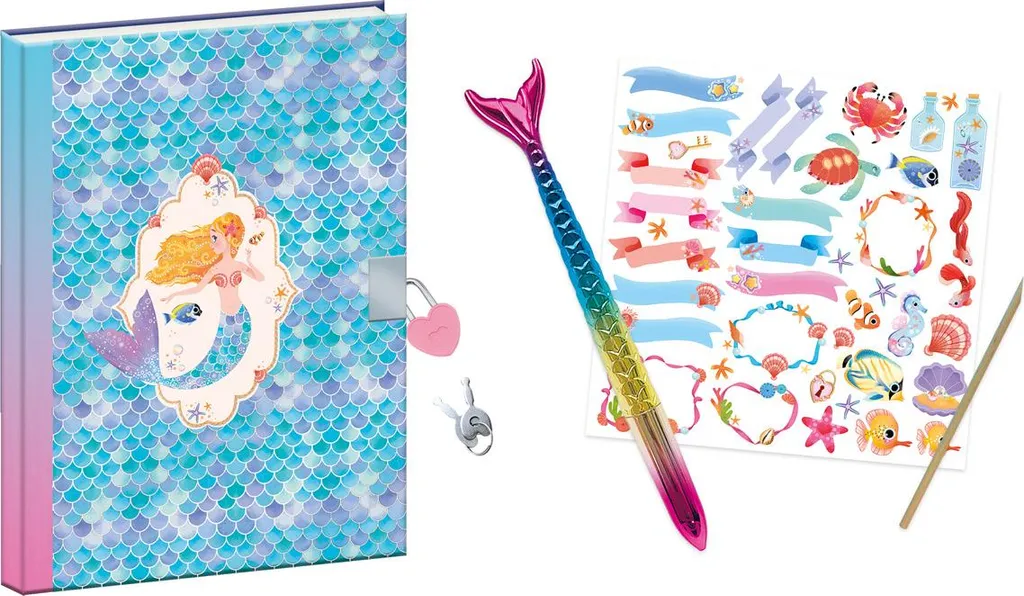 Diario Segreto Janod Magic Ocean con Lucchetto e Penna Sirena per Bambini