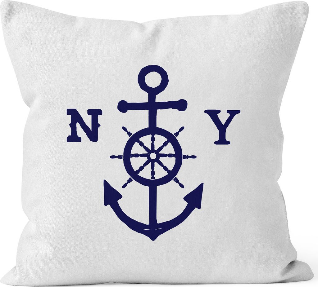 Kissenbezug Anker Steuerrad Anchor Steering Wheel 40x40 Baumwolle Autiga weiß 40cm x 40cm