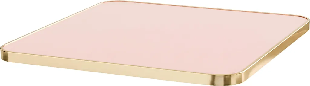 Plateau de table effet marbre 70 cm résistant avec bord alu rose