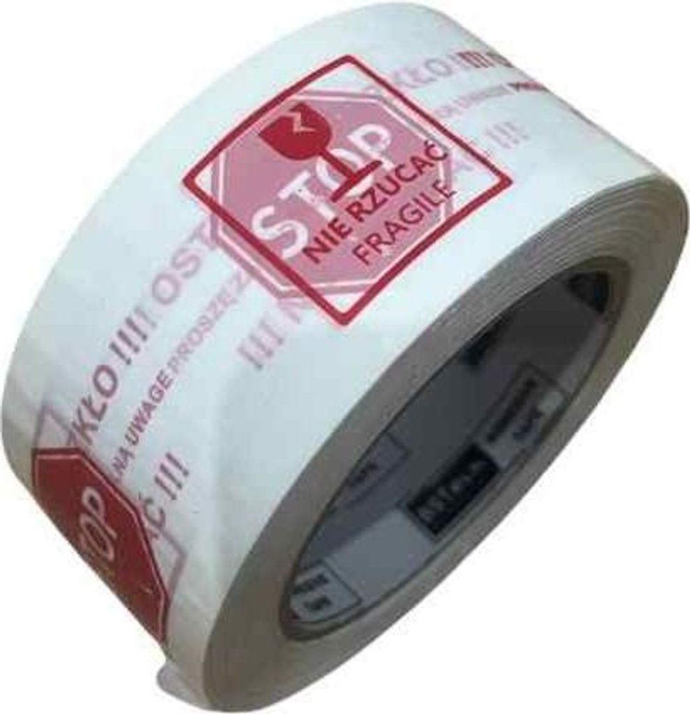 BSTech Klebeband selbstklebend mit Aufdruck 48x100m „Vorsichtiges Glas“