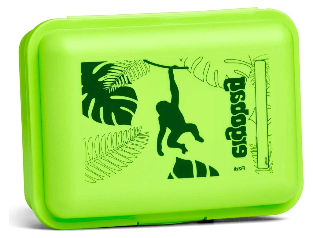 Lunchbox mit Motiv und Trennfach, BPA-frei, spülmaschinenfest, robust, kinderfreundlich, Dschungel - Hellgrün