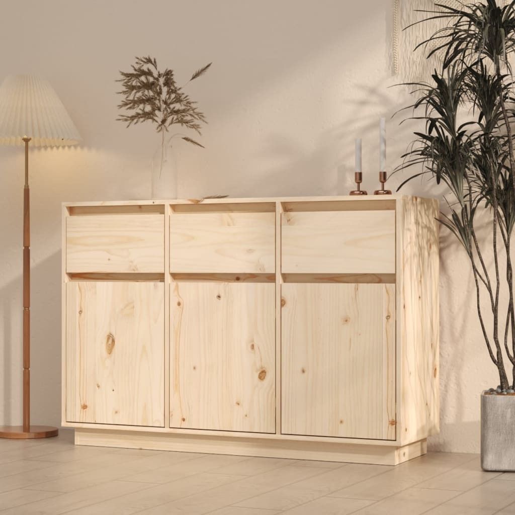 The Living Store Sideboard 110x34x75 cm Massivholz Kiefer
