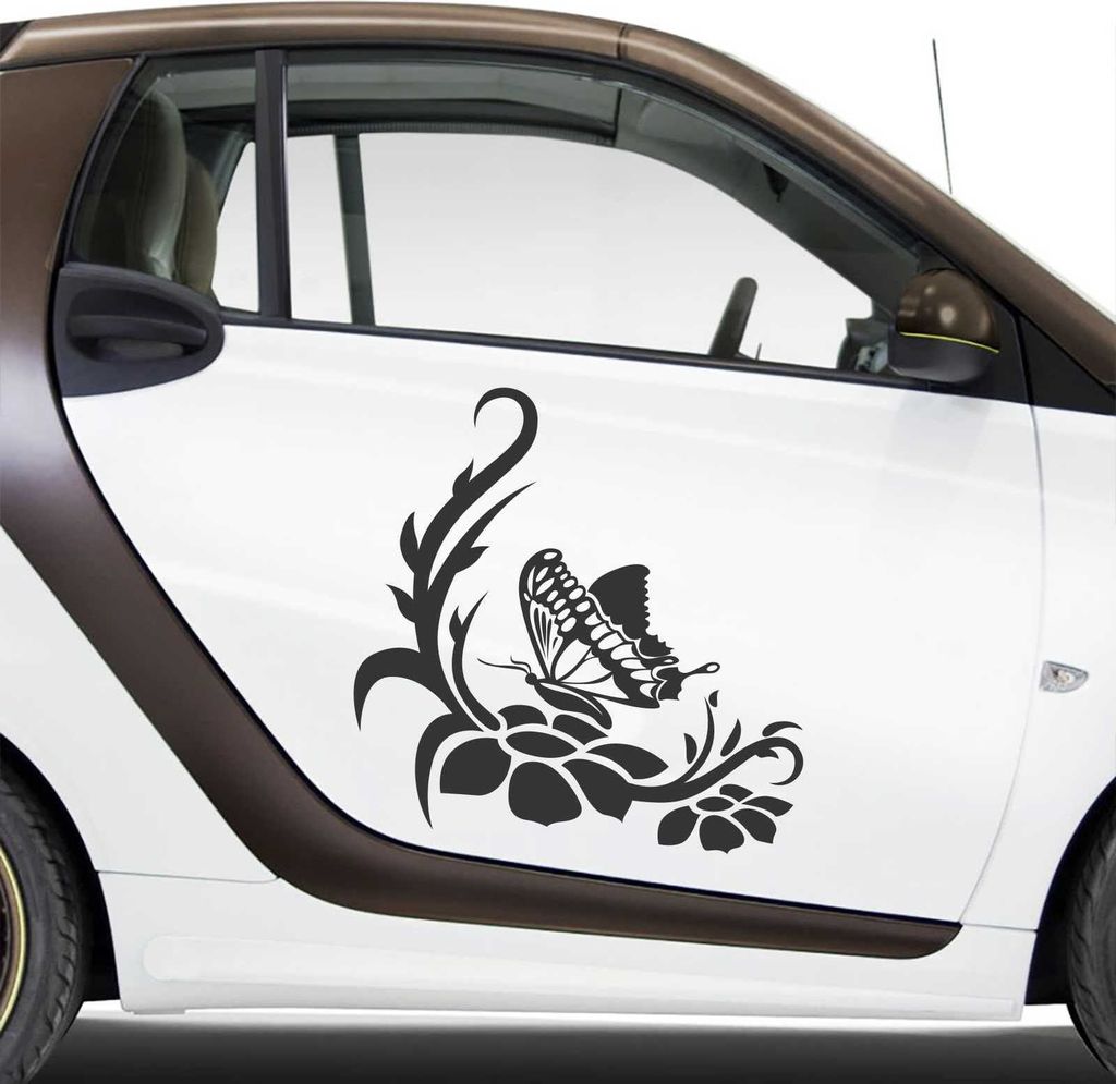 Aufkleber - Autoaufkleber-Set Rankelement Julia, 2 Stk. je 40cm x 41cm schwarz - Tuning Carystyling Heckscheibe Auto