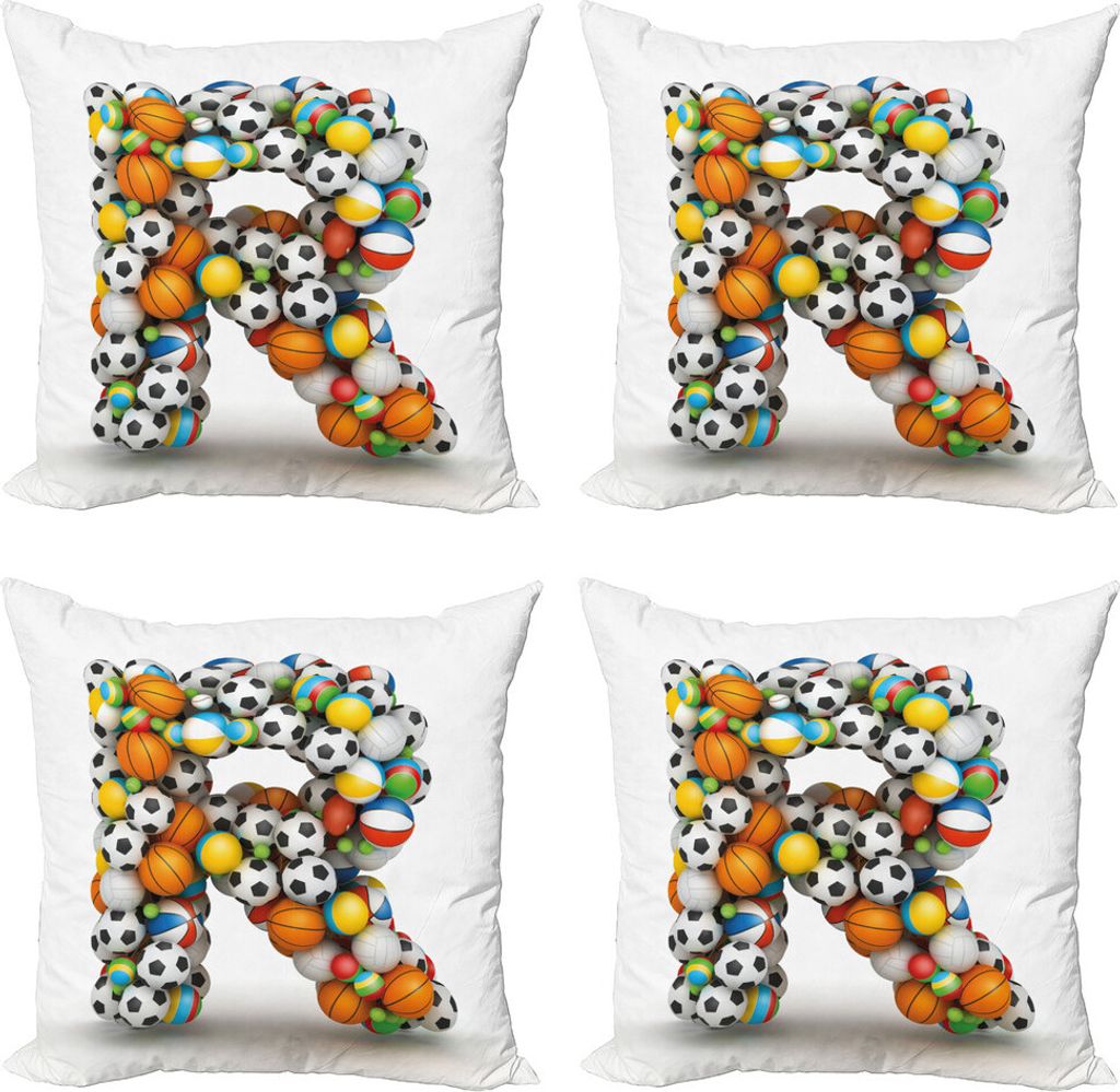 ABAKUHAUS Buchstabe R Kissenbezug Set (4 Stück), Sprache des Spiels, Moderner Doppelseitiger Digitaldruck, 60 cm x 60 cm, Mehrfarbig