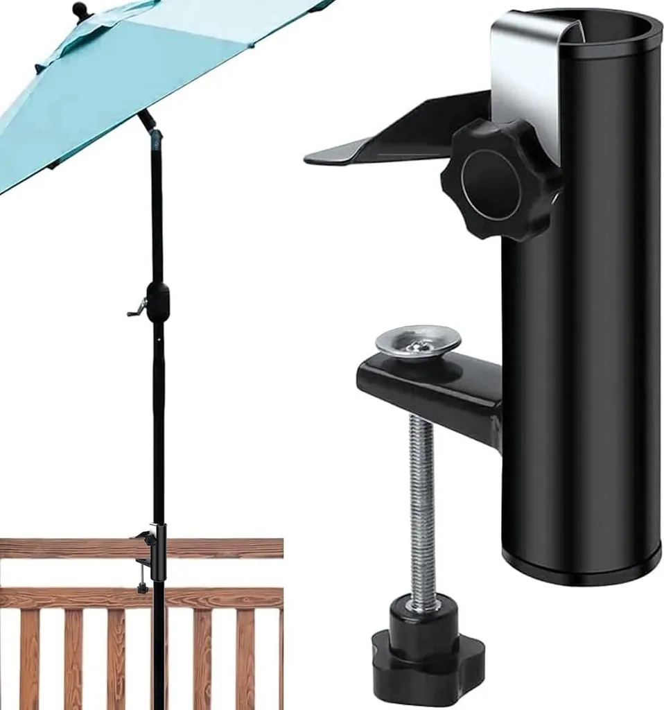 Pied de parasol ajustable en métal noir - Stabilité et confort extérieur