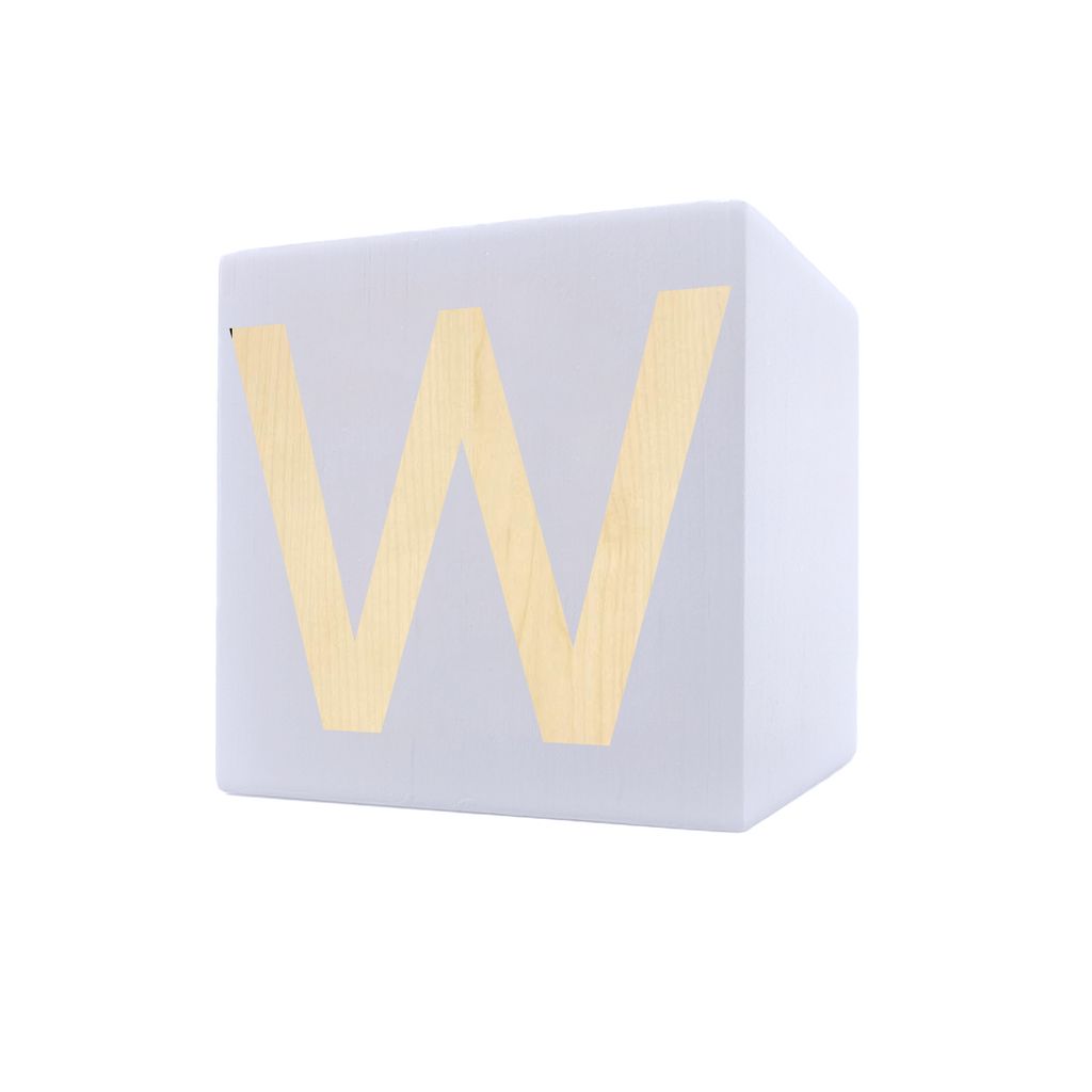 Cubo di legno per lettere, 5 x 5 cm, bianco, lettera W Immagine del prodotto 