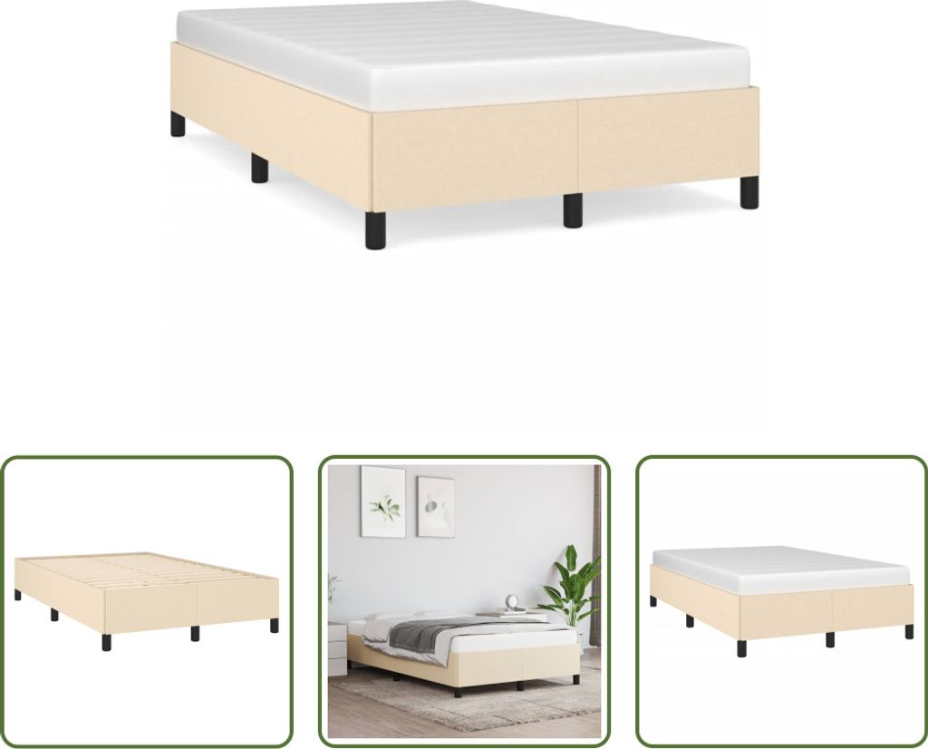 The Living Store Bettgestell Creme 120x190 cm Stoff