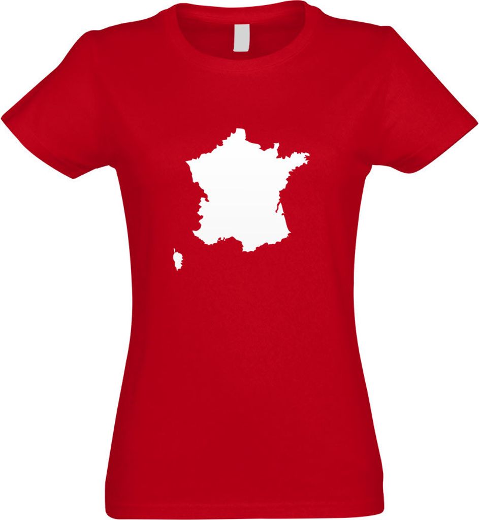 Kiwistar - T-Shirt tailliert - Damen - rot - Frankreich Umriss Kontur - mit Motiv Bedruckt - Funshirt Design - Sport - Freizeit - Damen - XL