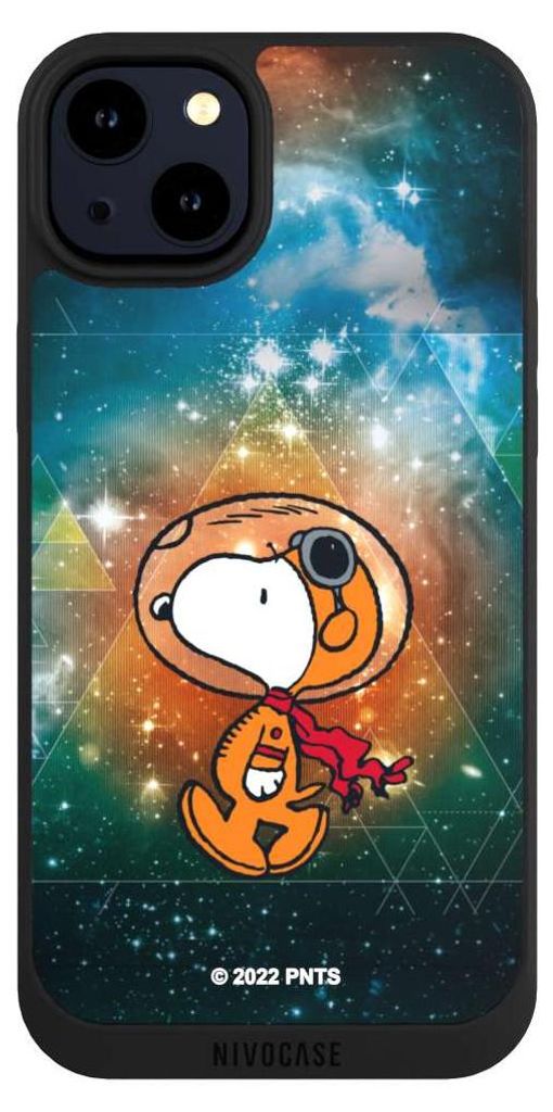 NIVOCASE Handyhülle für Apple iPhone 14 Plus Hülle NIVOpure Case Schwarz Astronaut Offizielles Lizenzprodukt Snoopy