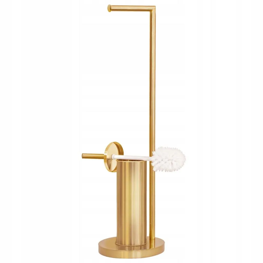 Set Bagno Oro Moderno: Piantana Porta Rotolo e Scopino Design Deluxe - 1