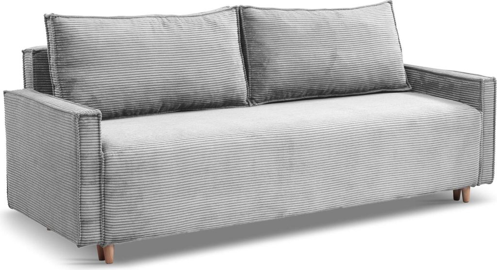 Sofa mit Schlaffunktion und Bettkasten - Moderner Cordstoff Produktbild 