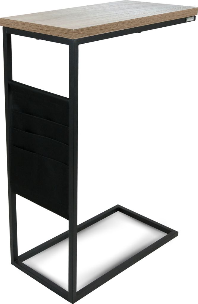 holz4home Beistelltisch aus MDF Sonoma Eiche I Größe: 64 x 25 x 67 cm I Optimal nutzbar als Couchtisch oder schmaler Nachttisch I Metallgestell