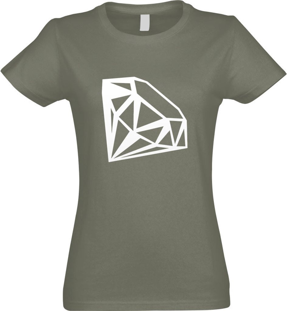 Kiwistar - T-Shirt tailliert - Damen - Olive - Edelstein Gemstone - mit Motiv Bedruckt - Funshirt Design - Sport - Freizeit - Damen - L