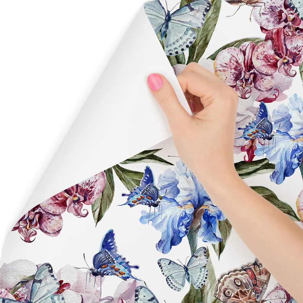 Décoration murale papier peint intissé fleurs aquarelle 10m salon XXL