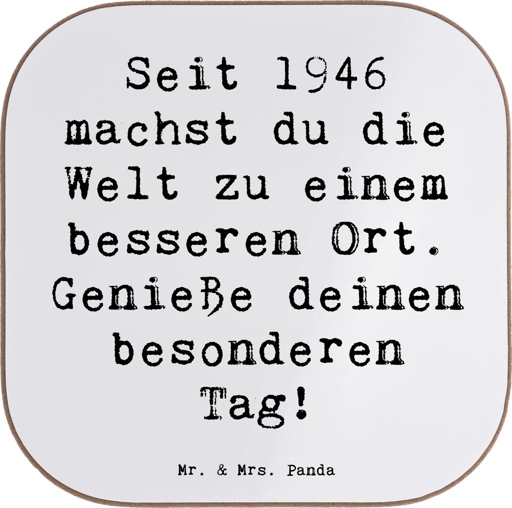 Mr. & Mrs. Panda Tassen Untersetzer Spruch 1946 Geburtstag - Weiß - Geschenk, gläseruntersetzer, Feier, Holzuntersetzer, Seit, Alter, Gläser, Ti...