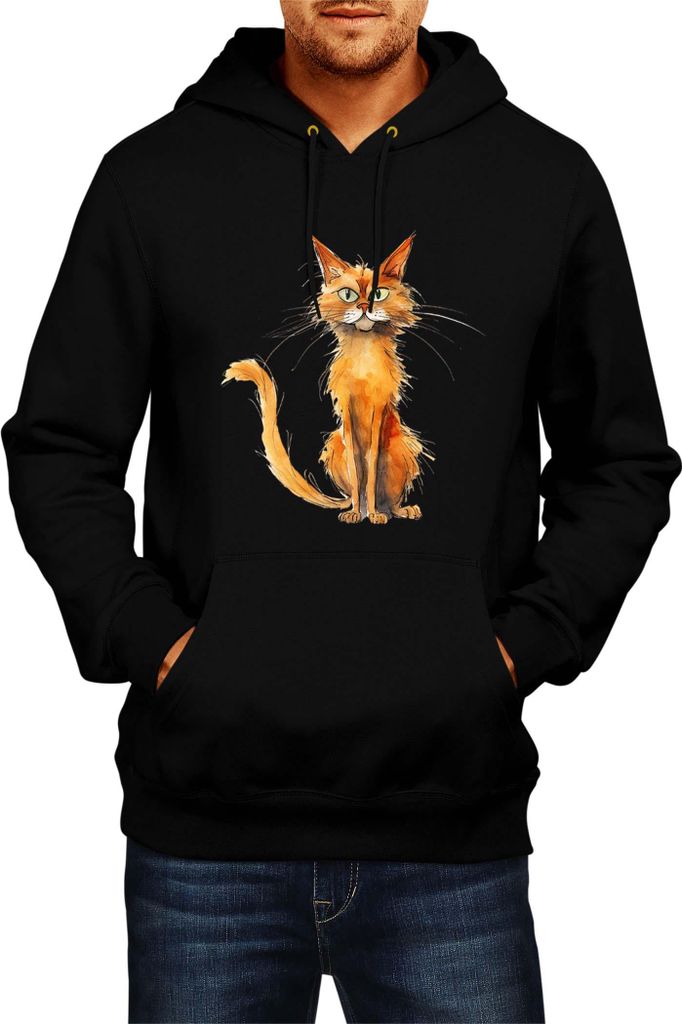 Herren Kapuzenpullover Funny Cats Breeds Somali Cat, Man M / Schwarz