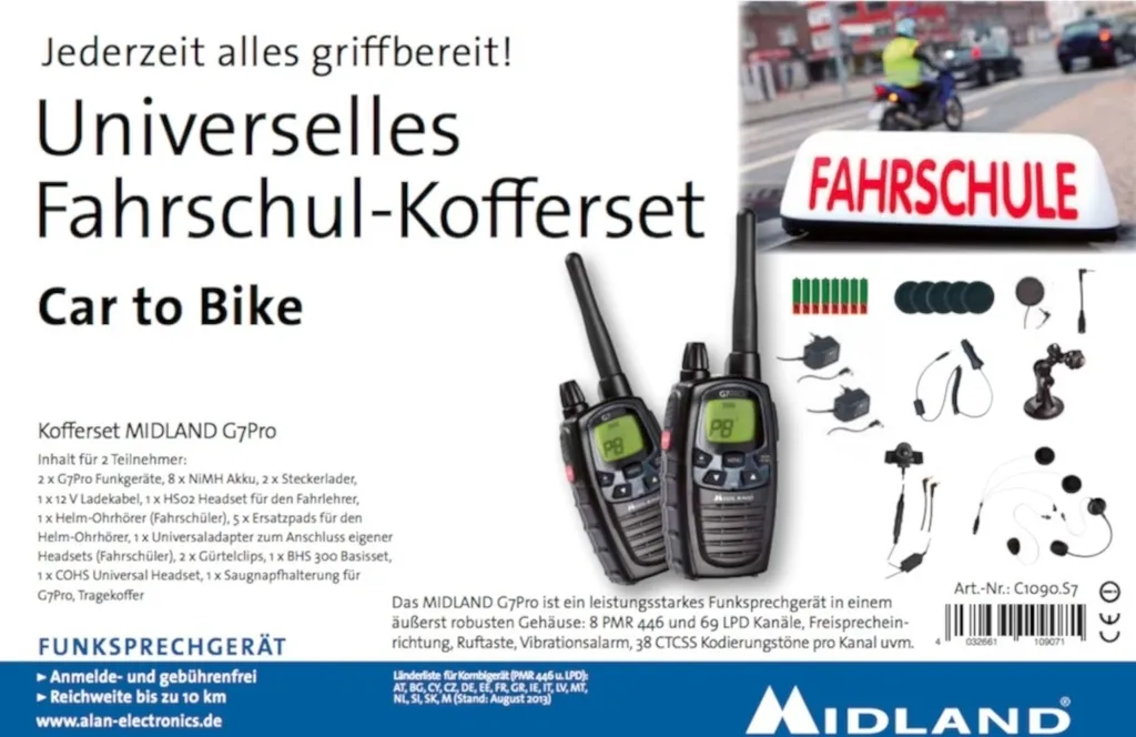 Kit Communication Enseignement Moto Midland G7 Pro pour Instructeurs Pro