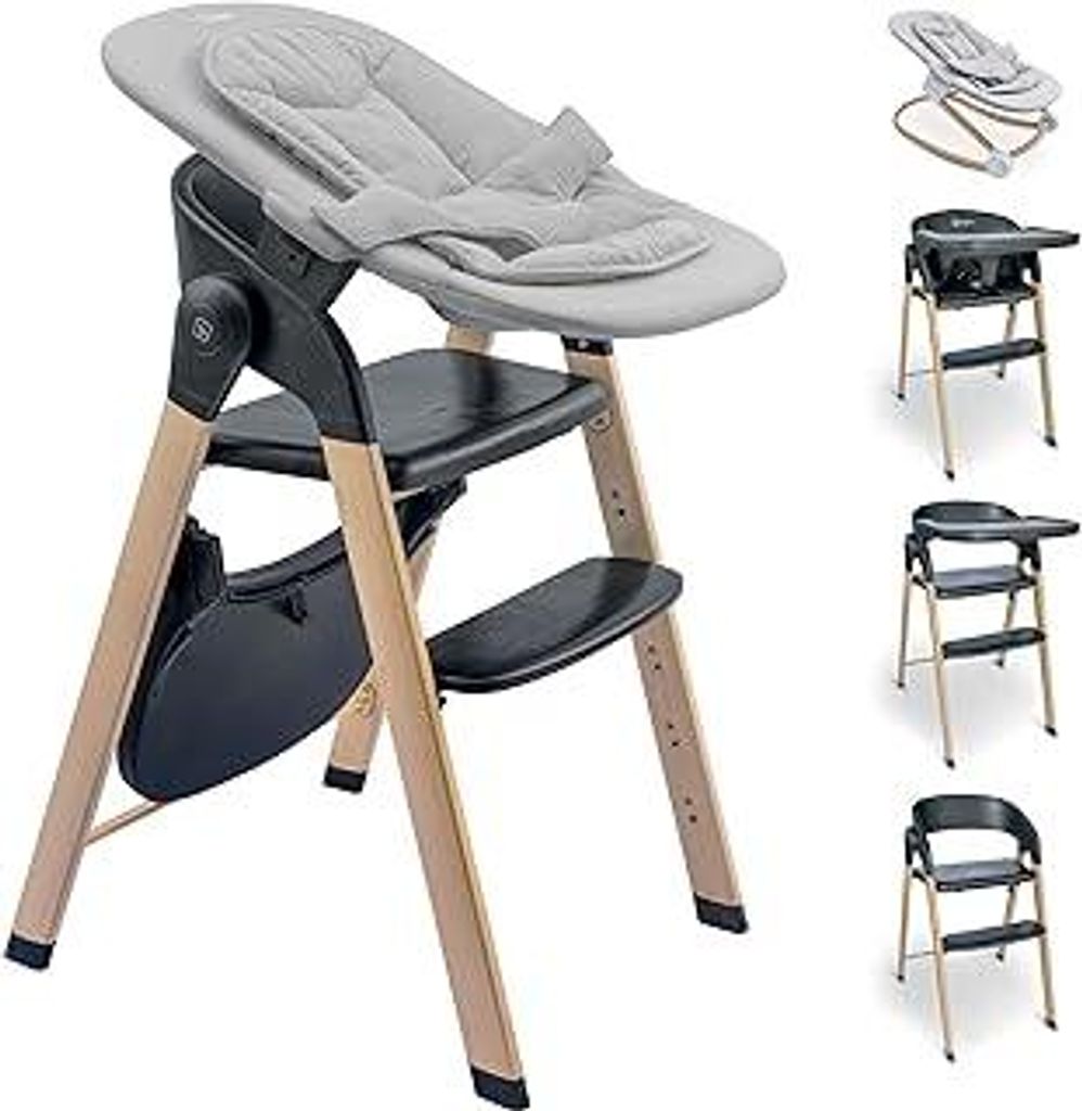 babyGO Levels Hochstuhl Newborn – mitwachsender Hochstuhl ab Baby, klappbar, belastbar bis 110 kg, sicher & stabil, verstellbare Fußstütze, abn...
