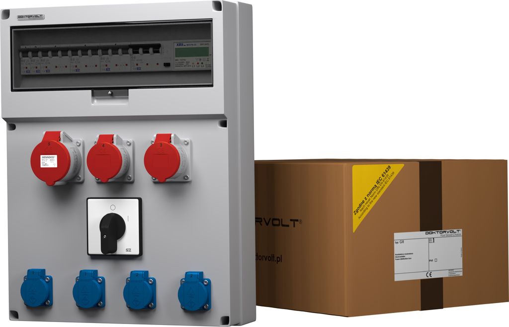 Stromverteiler GR-S/FI 32 2x16 4x230V Schalter 0-1 Stromzähler MID Doktorvolt 9108