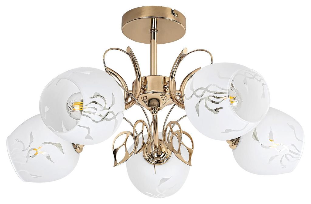 Rabalux 5099 Deckenleuchte 5 Spots Fauna, E27, gold-weiß, Produktbild 