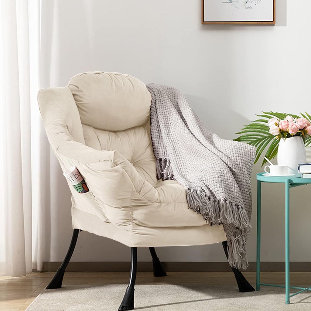 Sessel Samt-Stoff Gestell Metall Loungesessel Relaxsessel