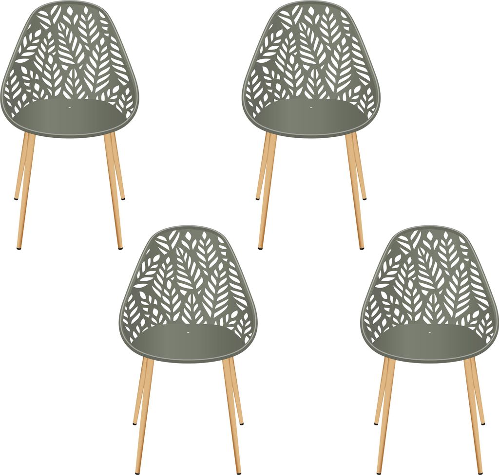 Lot de 4 Chaises - HOME DECO FACTORY - Lucena - Olive - Image du produit 