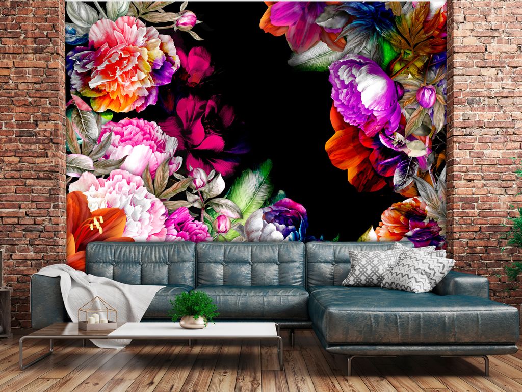 Vlies Fototapete Blumen 400x280 cm Tapeten Wandtapete XXL bunt schwarz b-A-0442-a-a