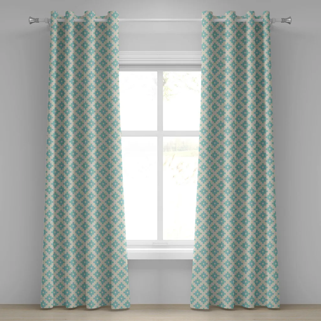 Set 2 Tende ABAKUHAUS 280x245 | Geometrico Turchese & Beige