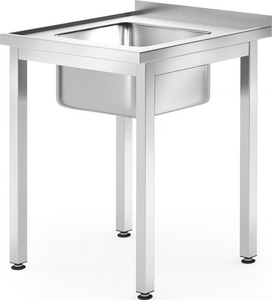 Stahl-Arbeitstisch mit einer Spüle 600x600mm - Hendi 811849