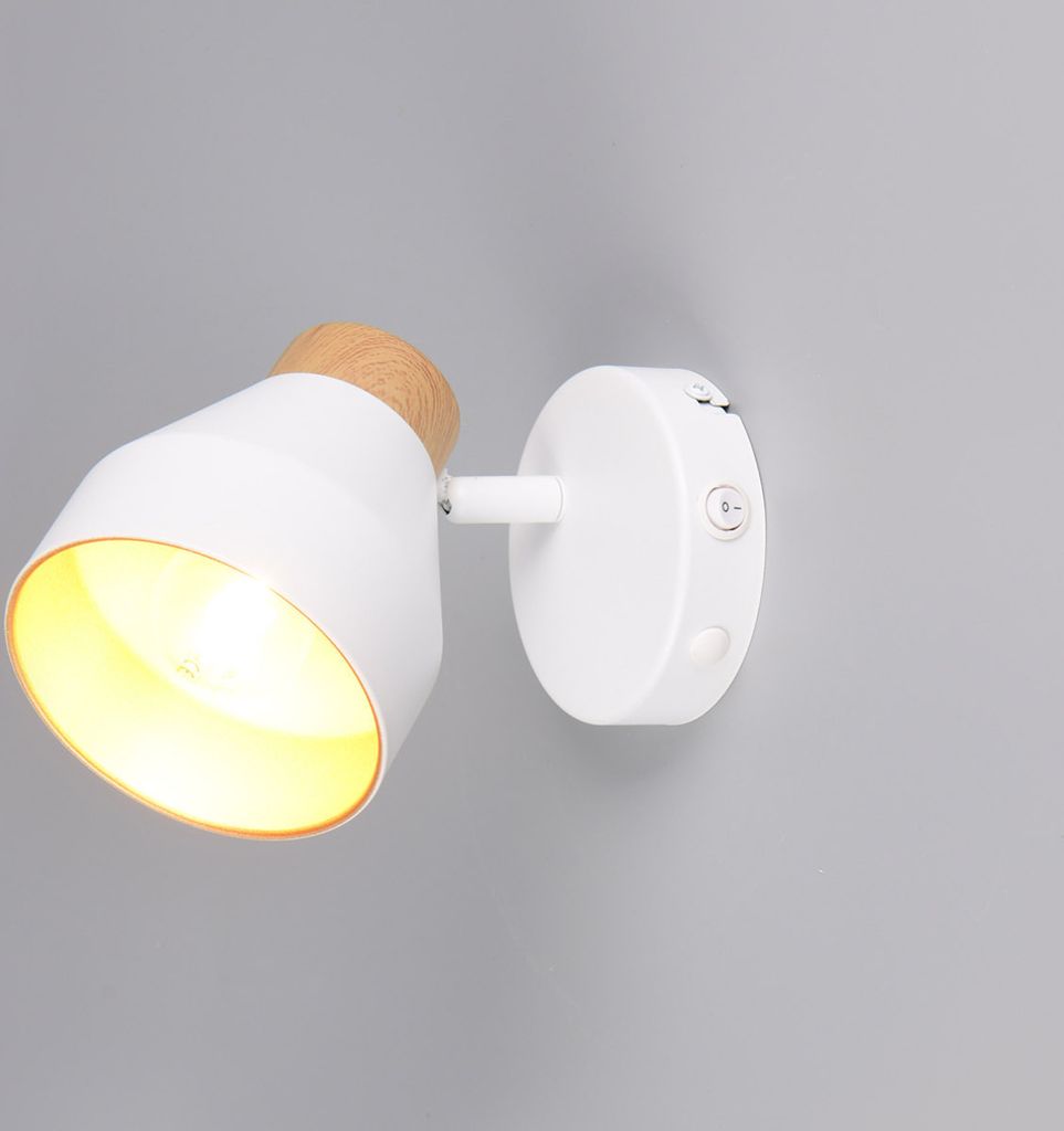 Skandinavischer LED Wandstrahler Wandleuchte innen mit Schalter Weiß Gold H:19cm