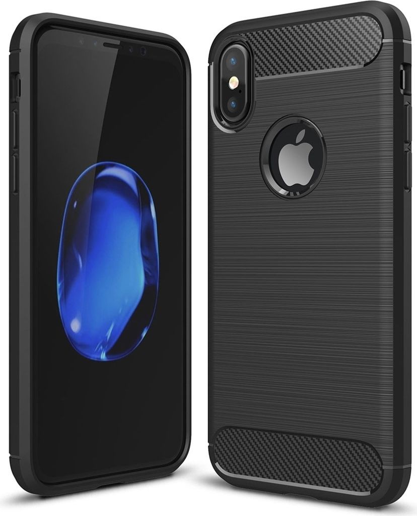 Mobigear Brushed Slim iPhone XS Hülle Flexibles TPU Backcover - Schwarz