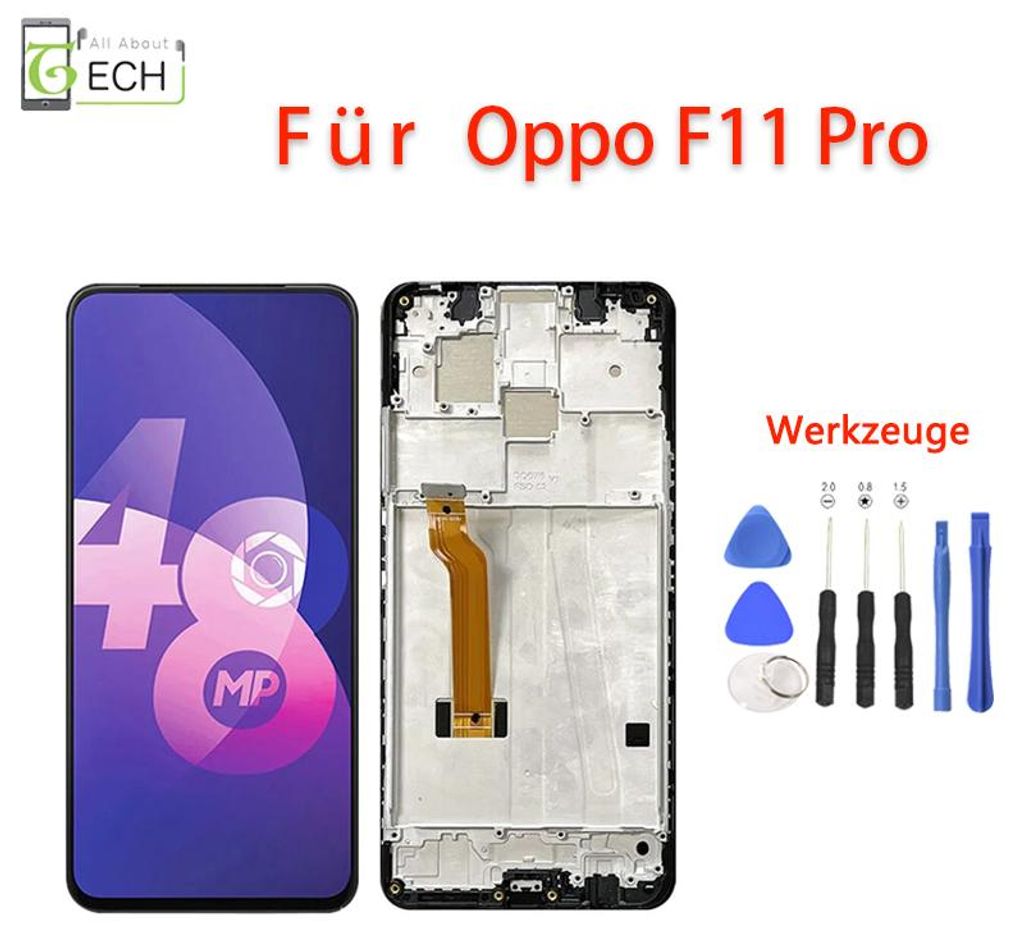 Für Oppo F11 Pro CPH1969 LCD Display mit Rahmen Touchscreen Bildschirm