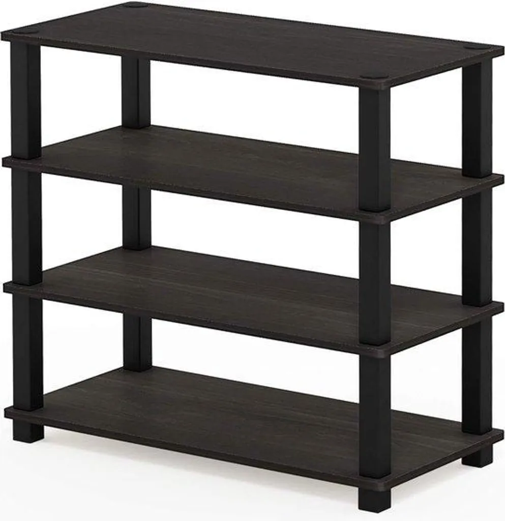 Organisateur de chaussures 4 niveaux gain de place bois espresso noir