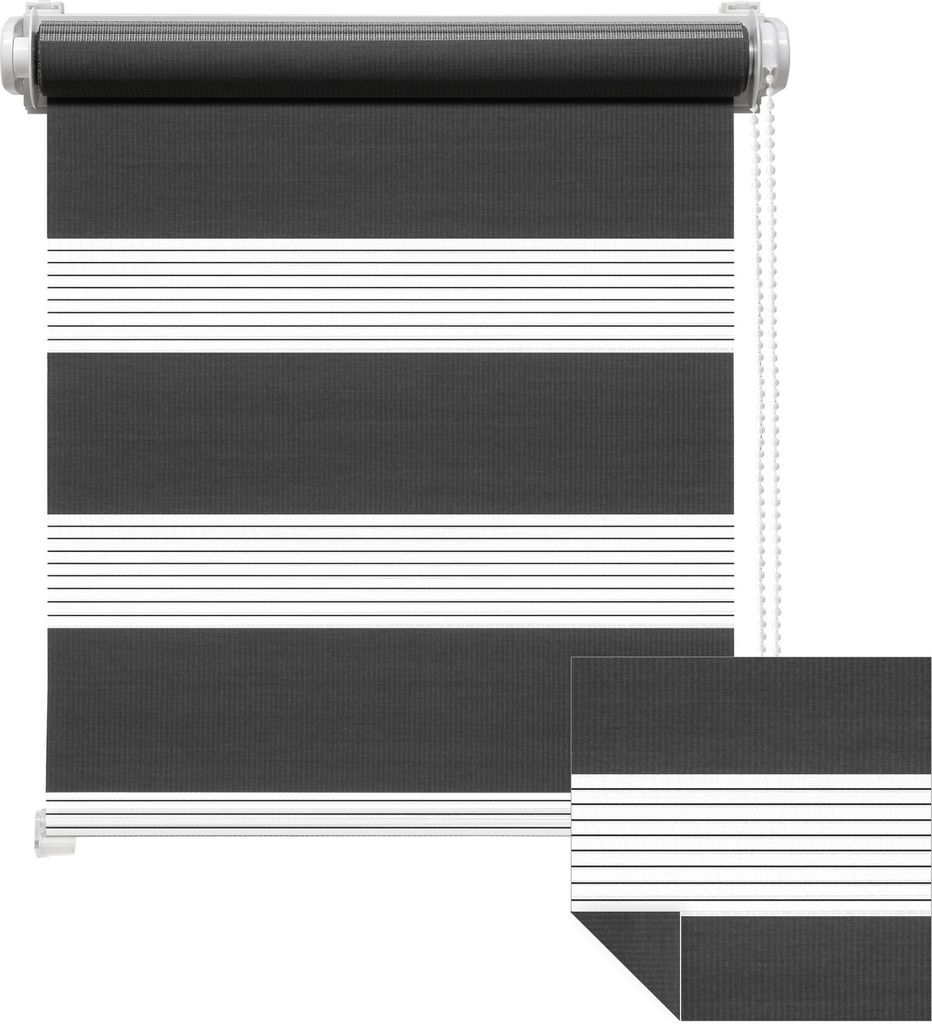 Victoria M. Zevra Doppelrollo / Duo Rollo, 100 x 160 cm, dunkelgrau lichtfilternd & blickdicht | Klemmfix & Bohren möglich, UV-beständig, inkl. K...