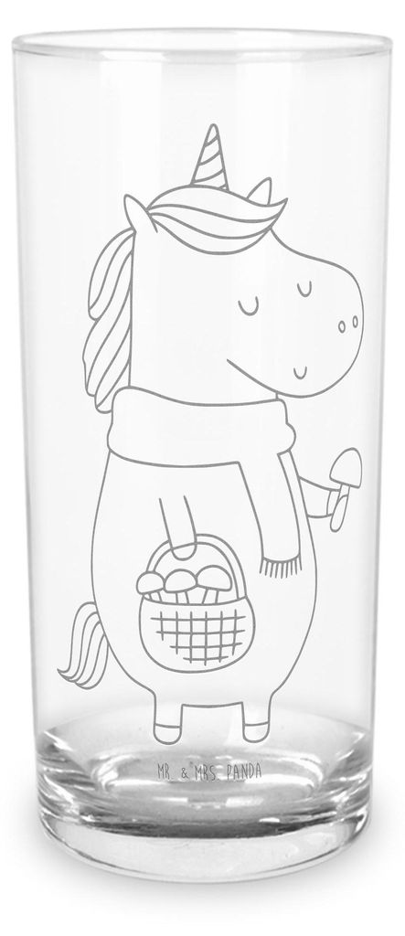 Mr. & Mrs. Panda Wasserbecher Einhorn Pilz 400 ml - Transparent - Geschenk, Saftglas, Einhörner, Glas, Unicorn, Liebeskummer, Tumbler, Trinkglas, ...