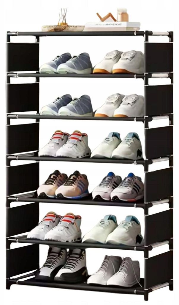 Schuhschrank - Schuhregal - Regal - Organizer - 7 Ebenen - Stabil - Schwarz - 58 × 106 × 24 cm