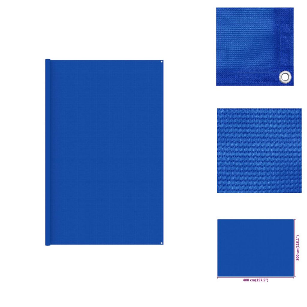 vidaXL Zeltteppich 300x400 cm Blau HDPE - Zeltzubehör