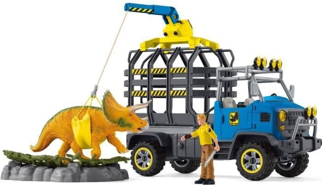 Dino Transport Mission Spielset, 43 Teile, mit Triceratops Figur und Camion, Schleich 42565