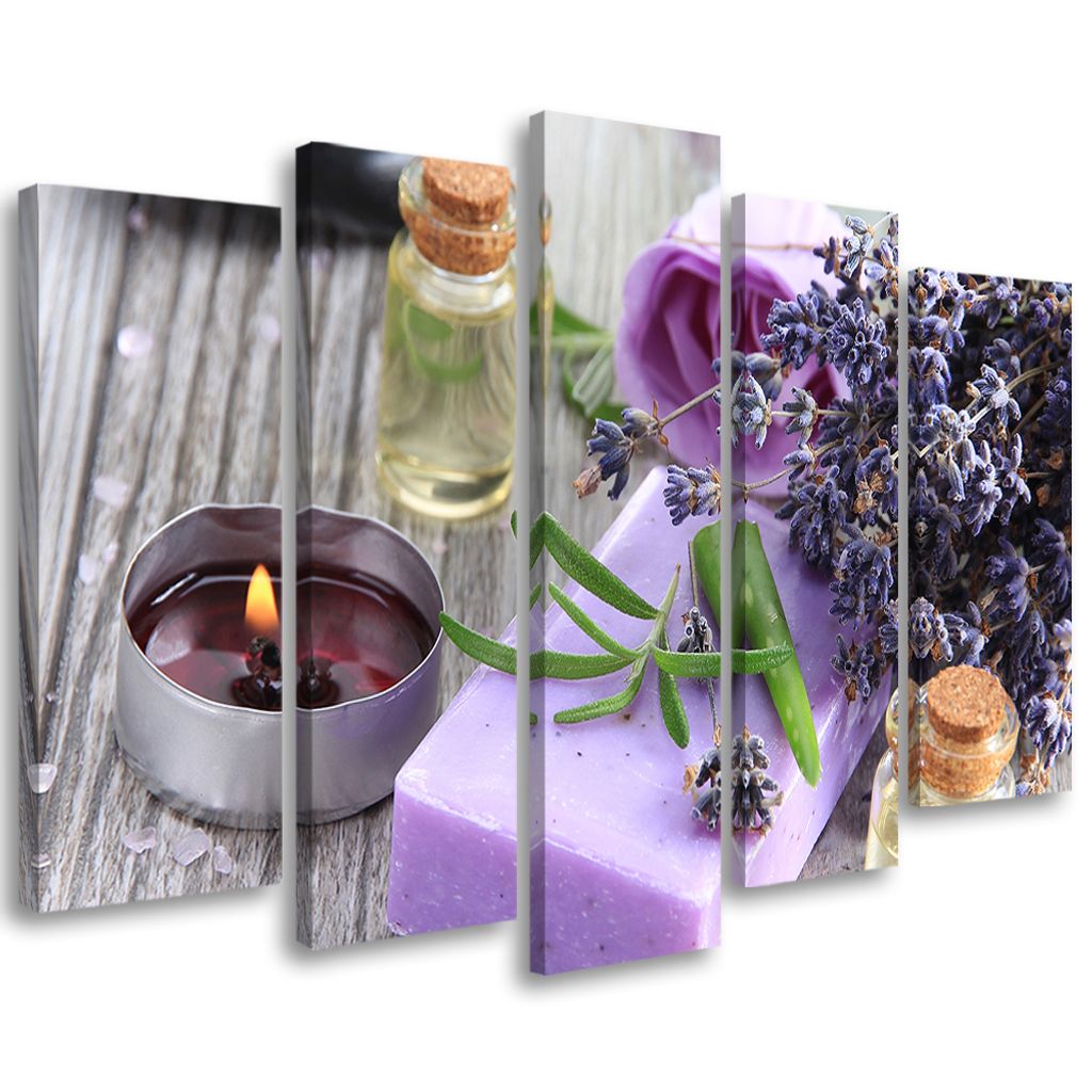 5-teiliges leinwandbild violett zen 100x70 cm Feeby lila wandbild bereit zum aufhängen